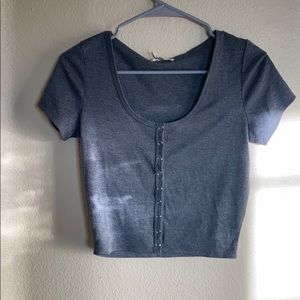 Gray Crop Button Up